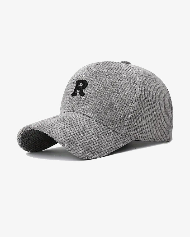 Royal Embroidered Grey Corduroy Cap