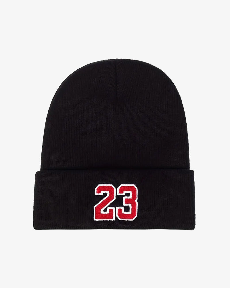 Black Embroidered Beanie