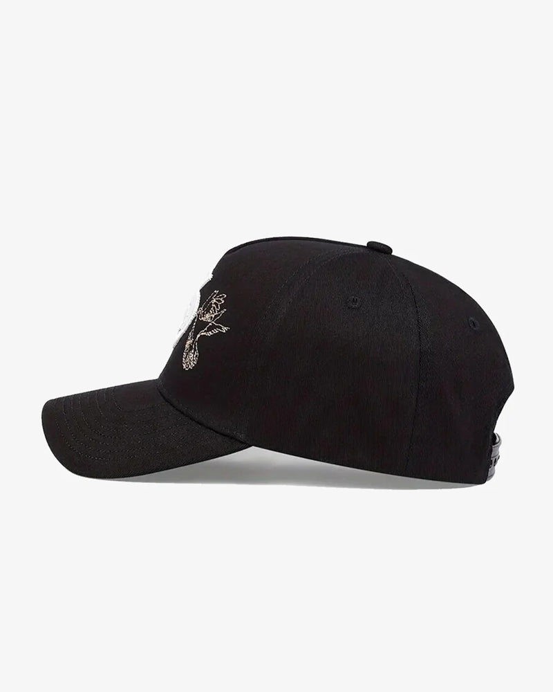 Black Gothic Pigeon Embroidered Cap