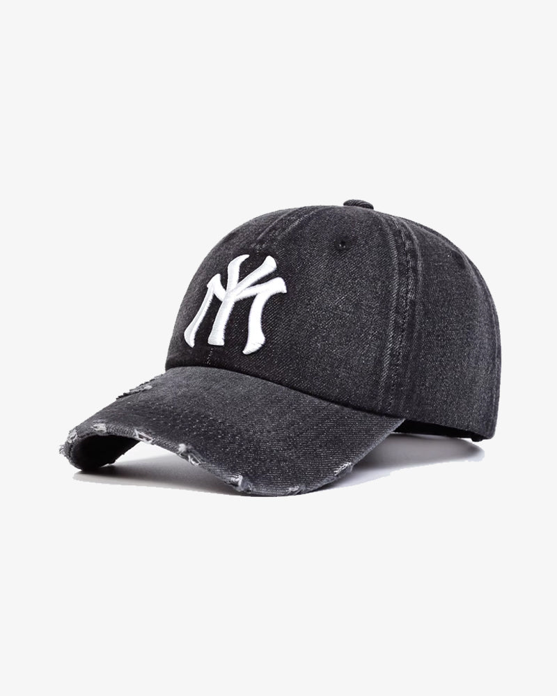 Premium NY Embroidered Black Denim Cap