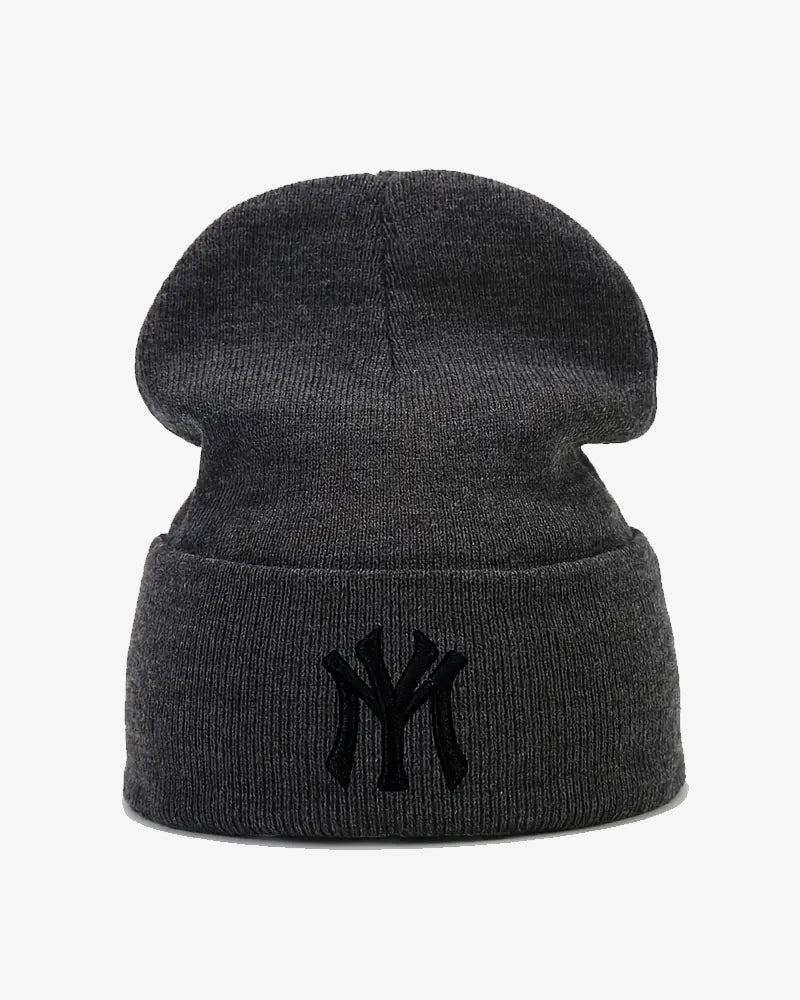 NY Embroidered White Soft Knit Beanie