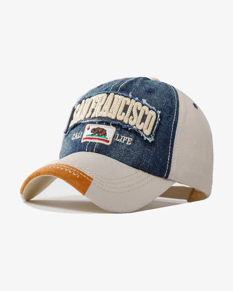 San Francisco Contrast Embroidered Denim Baseball Cap