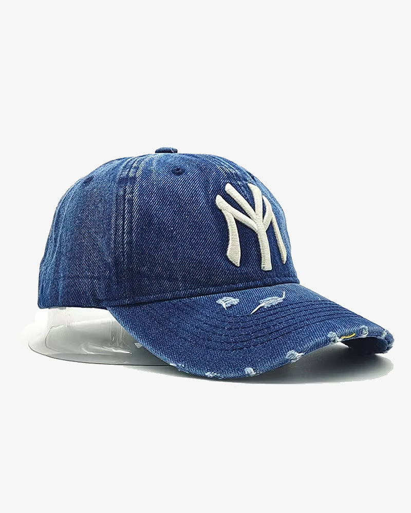 Premium NY Embroidered Dark Blue Denim Cap