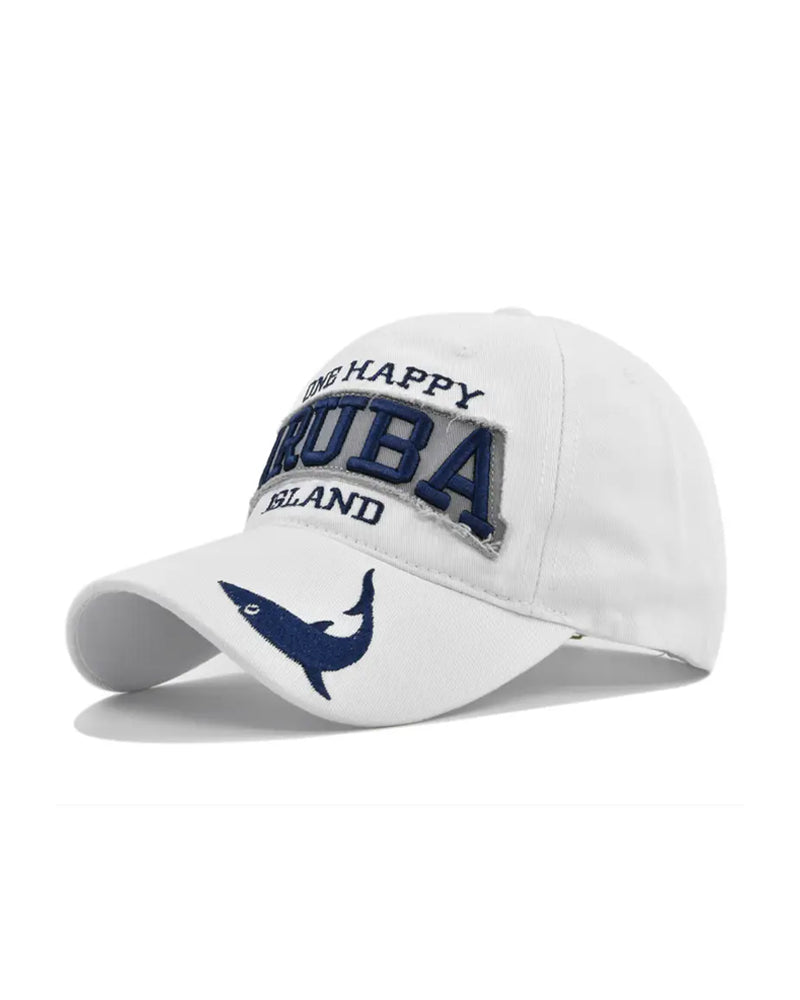 Aruba Island Shark Embroidered Contrast Cap