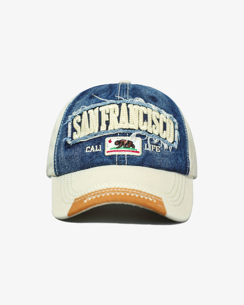 San Francisco Contrast Embroidered Denim Baseball Cap